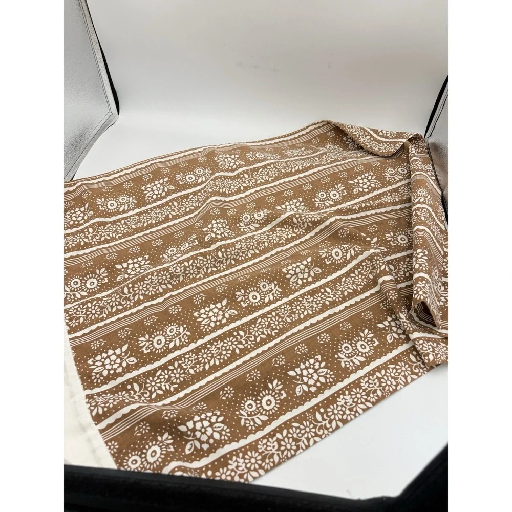 Set 3 Vintage Brown Floral Pillow Cases Cotton Standard Sz 70's Era Lace - Picture 5 of 5